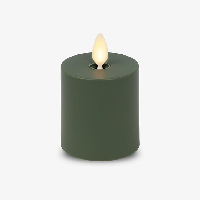 Luminara Outdoor Votive Flameless LED Candle, Baked Clay 2" x 3.2", Moving Flame Battery Operated Timer Remote Ready IPX4 Matte Plastic Finish-BloomoryGarden
