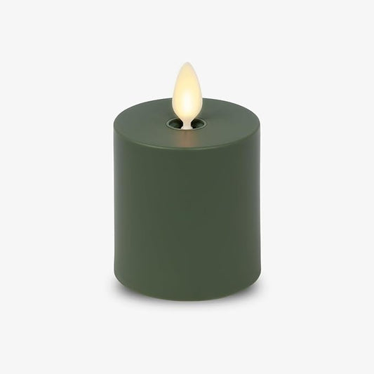 Luminara Outdoor Votive Flameless LED Candle, Baked Clay 2" x 3.2", Moving Flame Battery Operated Timer Remote Ready IPX4 Matte Plastic Finish-BloomoryGarden