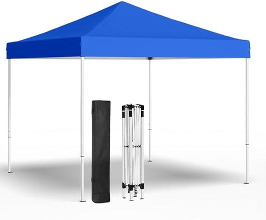 10x10ft Pop Up Canopy Tent,Heavy Duty Waterproof Folding Tent for Camping Parties Events Parties,Outdoor Canopy,Portable Sun Shelter,3 Adjustable Height(Blue)-BloomoryGarden