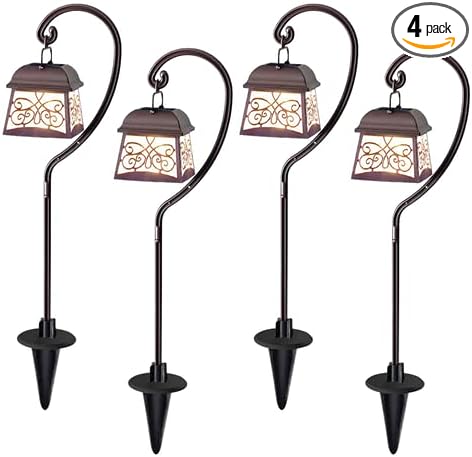 Maggift 4 Pack 22 Inch Hanging Solar Lights Multipurpose with 4 Shepherd Hooks Outdoor Solar Coach Lights-BloomoryGarden