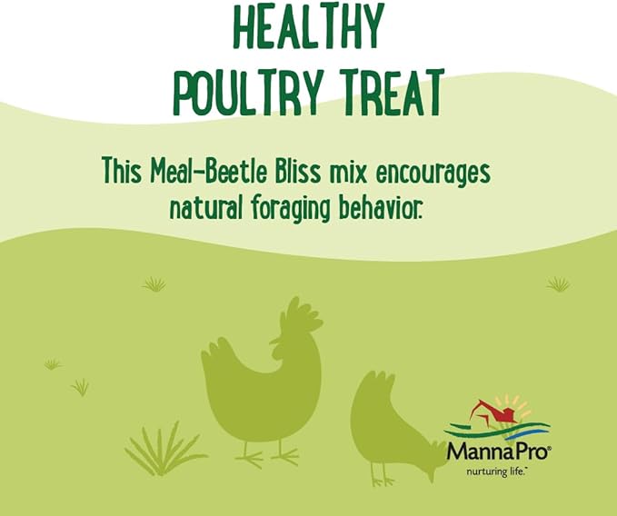 Manna Pro Farmhouse Favorites Beetle Bliss Poultry Treat – Blend of Mealworms and Beetles – All Natural Treat for Chickens, Ducks, Geese, Turkeys, & Guinea Fowl – 45% Protein – 25oz-BloomoryGarden