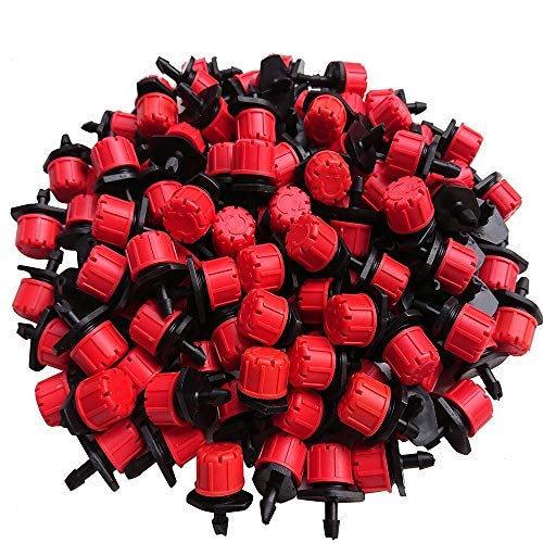 100 pcs 1/4 Inch Adjustable Drip Irrigation Parts, Irrigation Drippers Sprinklers for Drip Irrigation System-BloomoryGarden