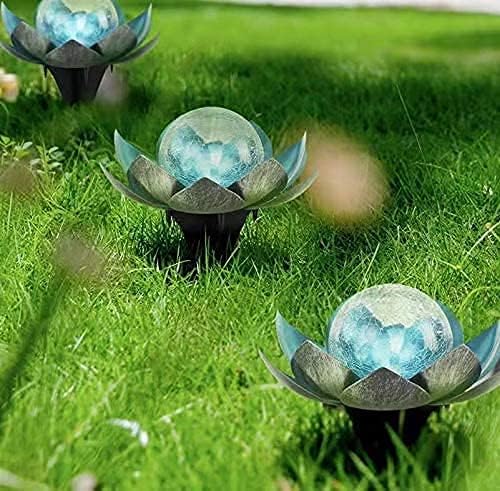 Lotus Solar Lights Outdoor,Solar LED Powered Garden Light Waterproof for Decor Tabletop Ground Yard Patio Walkway Landscape,Metal Glass LED Lotus Flower Lights-BloomoryGarden