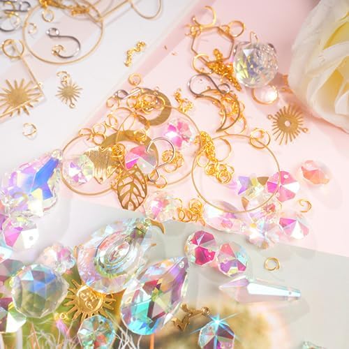ilclviz DIY Suncatcher Making Kits for Adults 200PCS DIY Crystal Suncatcher Kit Sun Catchers Prism Supplies, DIY Gifts for Mom(Gold)-BloomoryGarden
