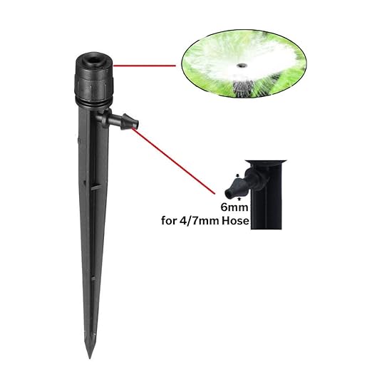 Lxcom Lighting Irrigation Drippers Drip Emitters Micro Spray Adjustable 360 Degree Full Circle Pattern Water Flow Irrigation Drippers Drip System Parts Drip Irrigation, 50 Pack(Black)-BloomoryGarden