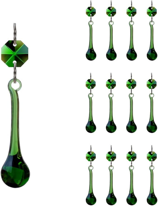 12pcs Raindrop Crystal Chandelier Prisms Parts, Hanging Crystals Beads for Chandeliers, Home Decoration-BloomoryGarden