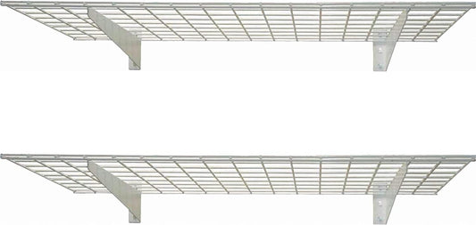 00967 2-Pack Heavy Duty Steel Garage Shelving, 45”x 15” Wall Mounted Shelve,Max Shelf Load 200 Pounds, White Powder Coated-BloomoryGarden