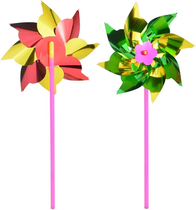 100pcs Plastic Rainbow Pinwheel,Windmill Party Pinwheels DIY Pinwheels Set for Kids Toy Garden Lawn Party Decor (100)-BloomoryGarden