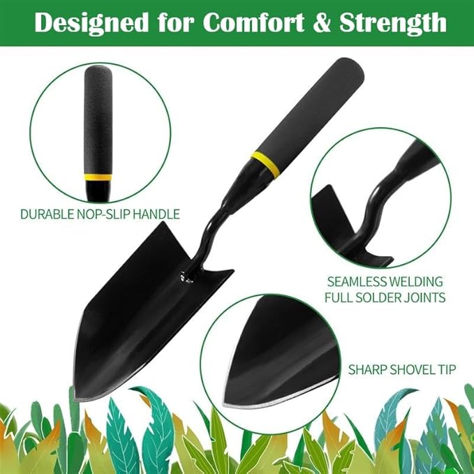 Gardening Tools – 3-in-1 Premium Garden Tool Set,Heavy Duty Pruning Shear, Trowel and Transplanter,Rust-Proof Hand Tool Set, Ideal Gardening Gifts for All (Black)-BloomoryGarden