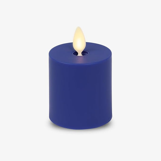Luminara Outdoor Votive Flameless LED Candle, Vivid Ultramarine 2" x 3.2", Moving Flame Battery Operated Timer Remote Ready IPX4 Matte Plastic Finish-BloomoryGarden