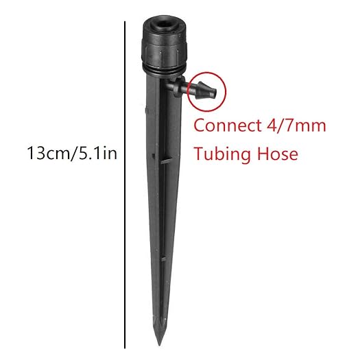 Lxcom Lighting Irrigation Drippers Drip Emitters Micro Spray Adjustable 360 Degree Full Circle Pattern Water Flow Irrigation Drippers Drip System Parts Drip Irrigation, 50 Pack(Black)-BloomoryGarden
