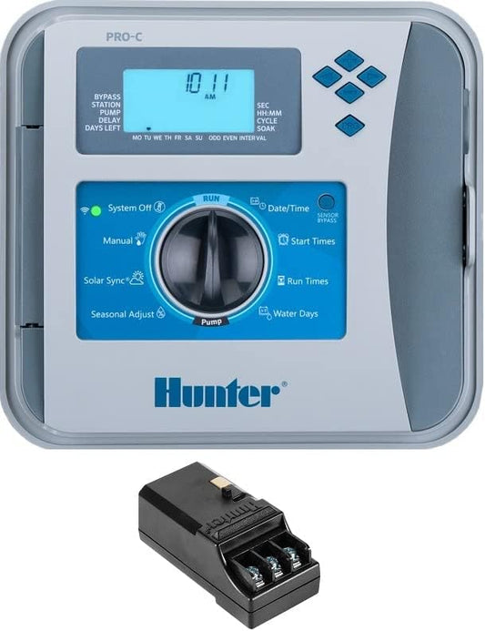 Hunter Pro-C P2C-400 Indoor Outdoor Modular Controller 4-Station Base Timer Expandable to 32 Stations w/ Optional Expansion Modules - P2C400 Replaces PC400 and PC400i (P2C-400 with 23 Zones)