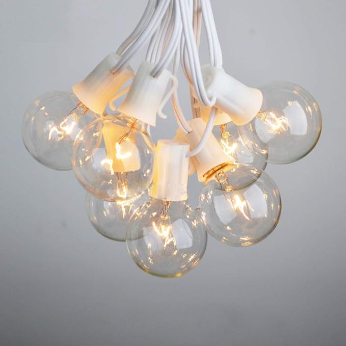 100Ft G40 Outdoor String Lights Patio Lights with 100 Edison Globe Bulbs, Connectable Outdoor String Lights Waterproof UL Listed for Indoor Porch Party Wedding Deck Balcony Wedding Party Decor- White-BloomoryGarden