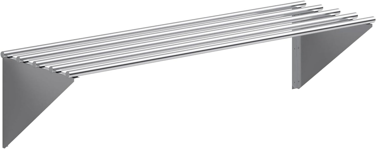AmGood 18 in. x 60 in. NSF Stainless Steel Tubular Wall Shelf | Heavy-Duty Metal Shelving for Appliances & Equipment | Ideal for Kitchen, Restaurant, Garage, Laundry, Utility Room-BloomoryGarden