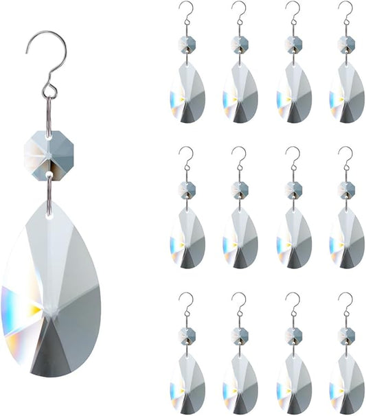 12pcs Crystal Suncatchers, Hanging Crystals Chandelier Prisms for Windows, Rainbow Maker Home Decoration-BloomoryGarden