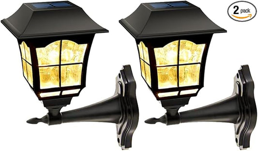 MAGGIFT 2 Pack Solar Wall Lantern Outdoor, Exterior Waterproof 15 Lumens Solar Sconce Light Fixture with Wall Mount Kit for Front Door Fence Garden Decor-BloomoryGarden