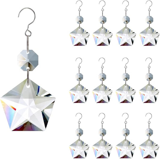 12pcs Crystal Suncatchers, Hanging Crystals Chandelier Prisms for Windows, Rainbow Maker Home Decoration-BloomoryGarden