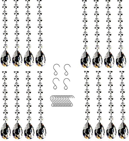 16 Pack 20" Hanging Crystals for Chandeliers Clear Teardrop Crystal Chandelier Pendants Parts Beads, Chandelier Crystals-BloomoryGarden