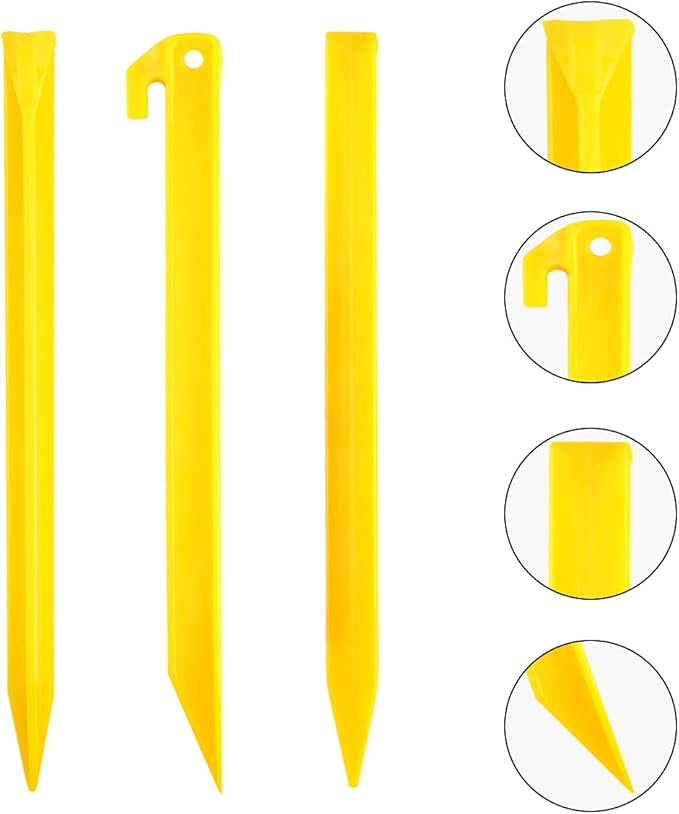 10-Pack Plastic Tent Stakes – 9-Inch Heavy Duty Canopy Anchoring Pegs for Camping, Gardening, Landscaping, Backpacking – Lightweight, Rust-Proof, Reusable Camping Stake-BloomoryGarden