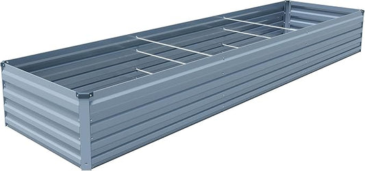 12x2x1.5ft Galvanized Raised Garden Bed,Outdoor Planter Box Metal Patio Kit Planting Bed for Vegetables Flowers Herb,Grey-BloomoryGarden