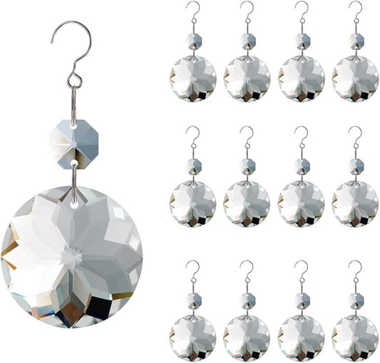 12pcs Crystal Suncatchers, Hanging Crystals Chandelier Prisms for Windows, Rainbow Maker Home Decoration-BloomoryGarden