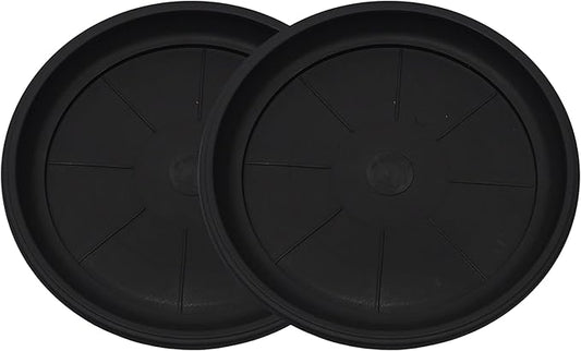 13" Heavy Duty Tray/Saucer (2 Pack) Country Look, Pot/Planter Base for Indoor/Outdoor Decor Use. Long Lasting, Reusable Light Weight (13 inches, Black)-BloomoryGarden
