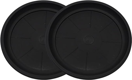 11" Decorative Heavy Duty Tray/Saucer (2 Pack) Pot/Planter Base for Indoor/Outdoor Decor (11 inches, Black)-BloomoryGarden