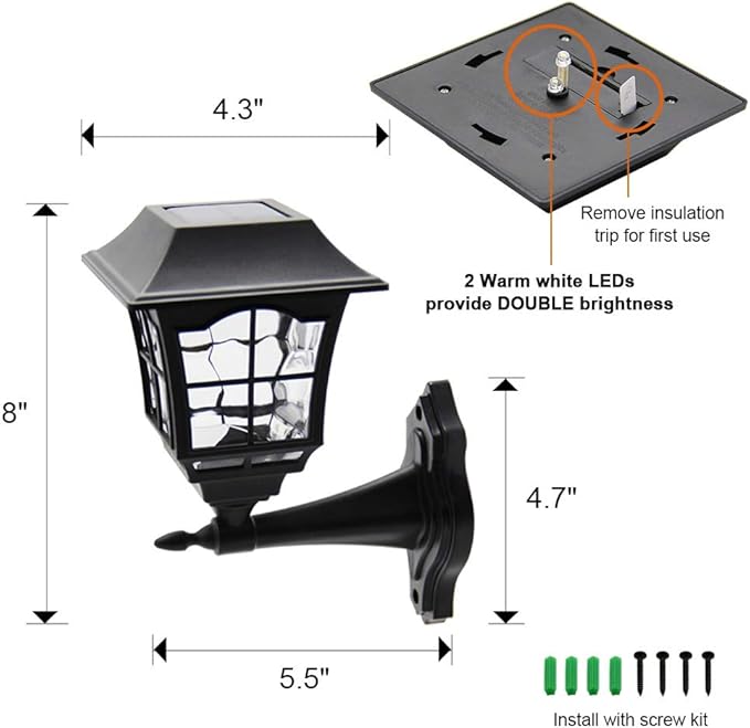 MAGGIFT 4 Pack Solar Wall Lantern Outdoor Playhouse Lights Waterproof 15 Lumens Solar Wall Sconce Light Fixture with Wall Mount Kit for Storage Shed Fence Garden Decor-BloomoryGarden