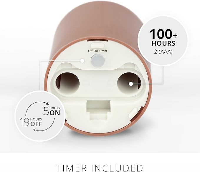 Luminara Outdoor Votive Flameless LED Candle, Baked Clay 2" x 3.2", Moving Flame Battery Operated Timer Remote Ready IPX4 Matte Plastic Finish-BloomoryGarden