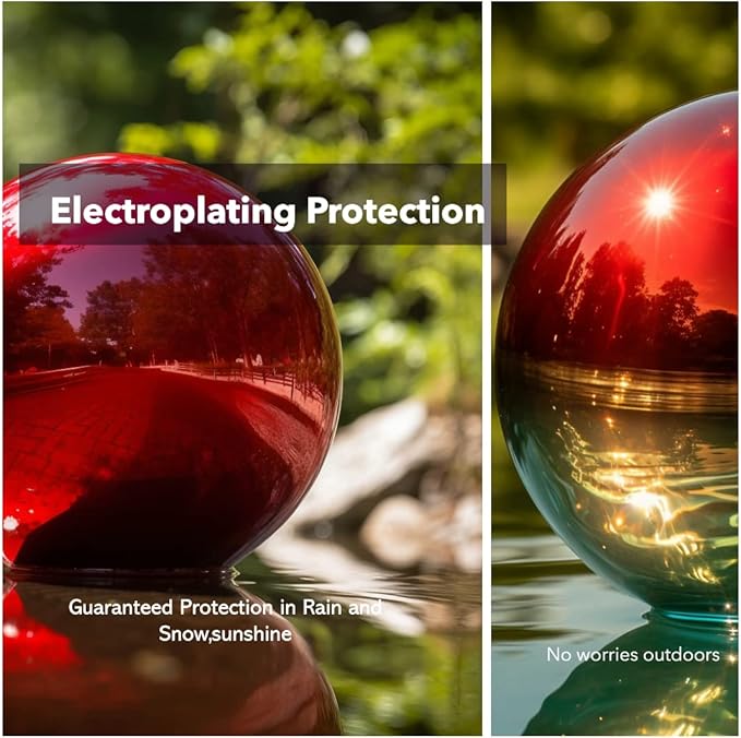 10 Inch Stainless Steel Gazing Globe,v2croft Hollow Ball Mirrored Surface Polished Shiny Sphere,Garden Stainless Steel Gazing Ball for Outdoor Lawn Pond Yard Ornament(red)-BloomoryGarden
