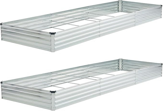 12x4x1ft(2 Pack) Galvanized Raised Garden Bed,Outdoor Planter Box Metal Patio Kit Planting Bed for Vegetables Flowers and Succulents,Silver-BloomoryGarden