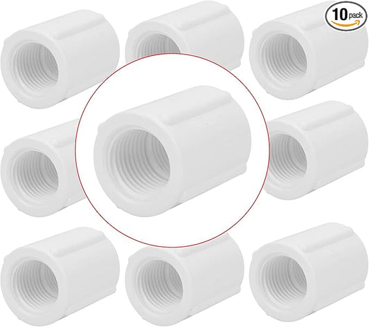 10Pack 1/2" Double Female Thread PVC Pipe Coupling Adapter Pipe Fitting Connector SCH40 1/2Inch Female to Female Threaded PVC Coupling Pipe Fitting for Sprinkler,Irrigation,Swimming Pools-BloomoryGarden