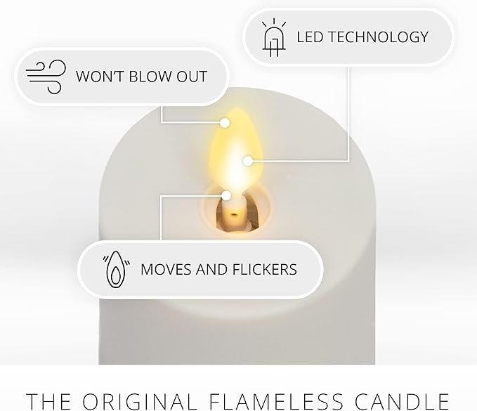 Luminara Outdoor Votive Flameless LED Candle, Pearl Ivory 2" x 3.2", Moving Flame Battery Operated Timer Remote Ready IPX4 Matte Plastic Finish-BloomoryGarden