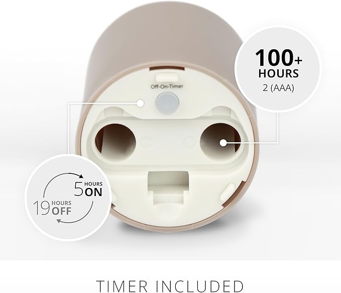 Luminara Outdoor Votive Flameless LED Candle, Timeless Taupe 2" x 3.2", Moving Flame Battery Operated Timer Remote Ready IPX4 Matte Plastic Finish-BloomoryGarden