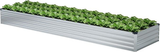 12x2x1FT Galvanized Raised Garden Beds Kit Large Outdoor Metal Gardening Planter Box for Vegetable Elevated Flower Herbs, Silver-BloomoryGarden