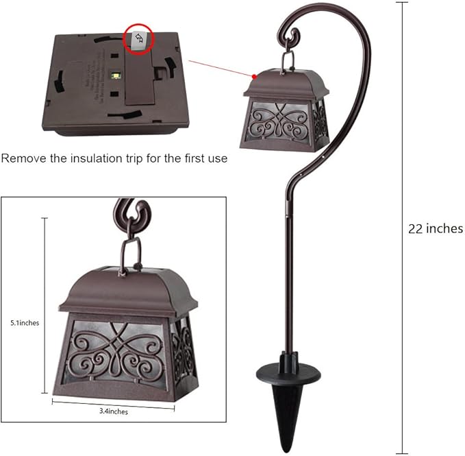 Maggift 4 Pack 22 Inch Hanging Solar Lights Multipurpose with 4 Shepherd Hooks Outdoor Solar Coach Lights-BloomoryGarden