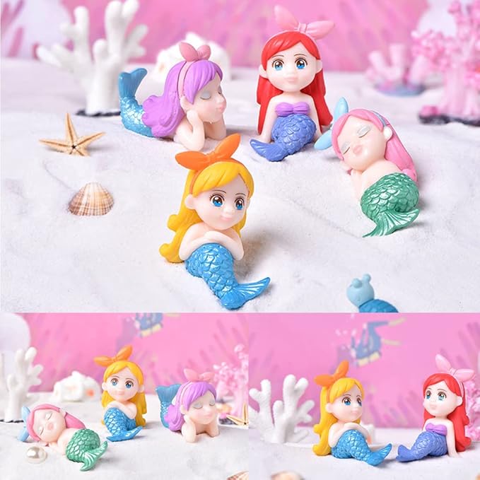 18 Pcs Miniature Mermaid Figurines,Mini Mermaid and Mini Sleeping Mermaid in Shell for Cake Decoration Home Terrarium Decoration DIY Crafts-BloomoryGarden