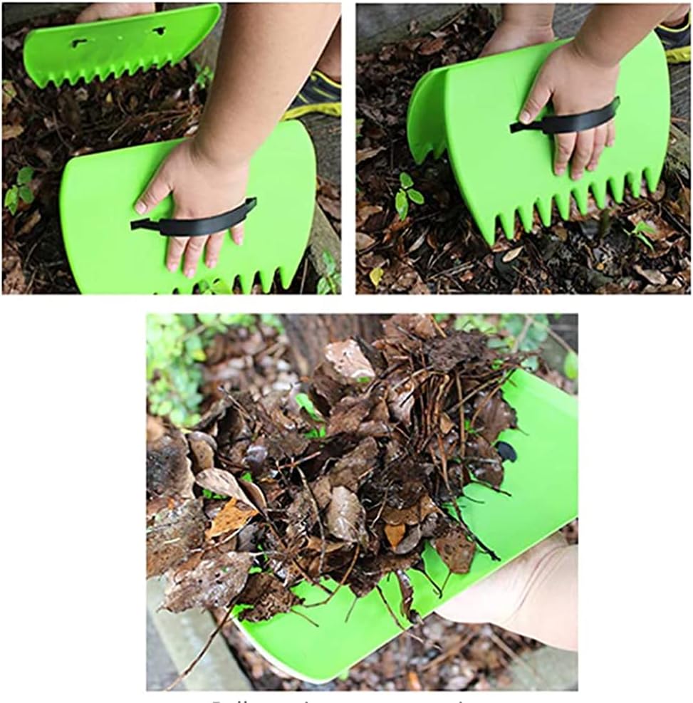 Garden and Yard Leaf Sops Hand Rakes, Large Sized, Multiple Use for Leaves, Lawn Debris and Trash Pick Up +1 pair of garden gloves, Light green-1-BloomoryGarden