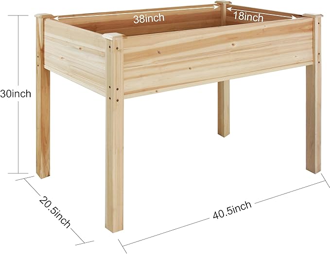 LZRS Raised Garden Bed Outdoor Planter Box with Legs for Herbs, Vegetables, Flowers, Great for Outdoor Patio, Yard and Deck, 220lb Capacity, Natural-BloomoryGarden