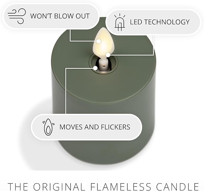 Luminara Outdoor Votive Flameless LED Candle, Baked Clay 2" x 3.2", Moving Flame Battery Operated Timer Remote Ready IPX4 Matte Plastic Finish-BloomoryGarden