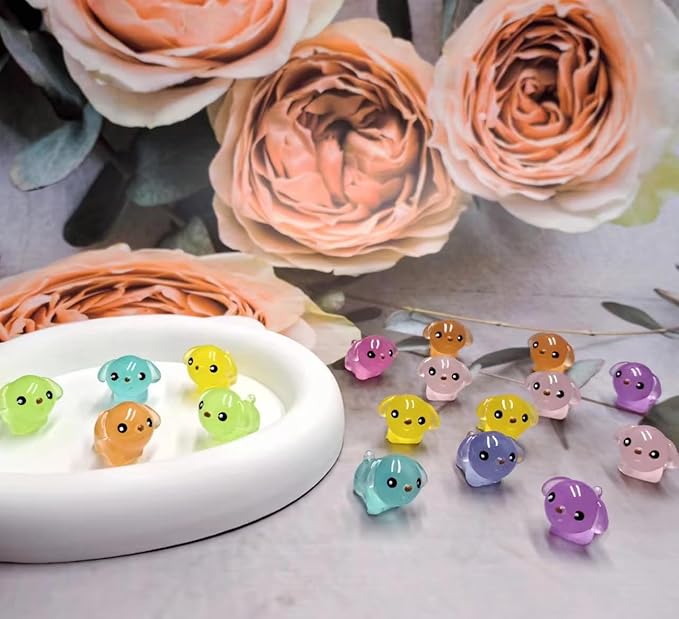 Luminous Mini Resin Dogs 40pcs Tiny Dogs Glow in The Dark for Garden Miniatures Fairy Garden Office Pranks and Dog Cake Toppers-BloomoryGarden