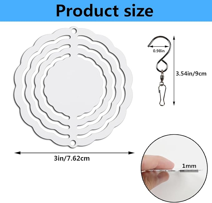10 pcs Sublimation Wind Spinner Blanks 3 Inch Round 3D Aluminum Sublimation Blanks Wind Spinners Bulk Hanging Wind Spinners DIY Crafts Sublimation Ornaments-BloomoryGarden