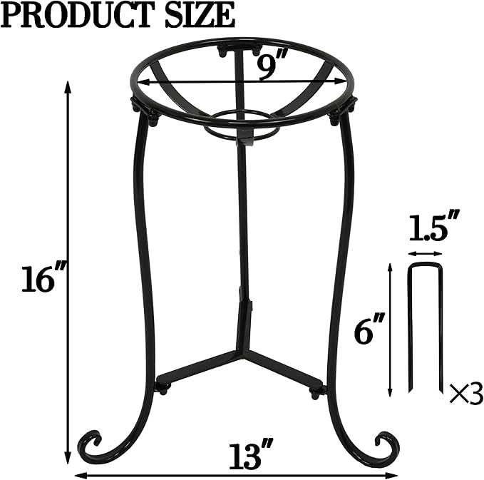 16" Tall Gazing Ball Stand for 10-12 inch Balls, Black Metal Gazing Globe Display Holder Stands for Outdoor Garden Clearance, 9" L x 9" W x 16" H-BloomoryGarden