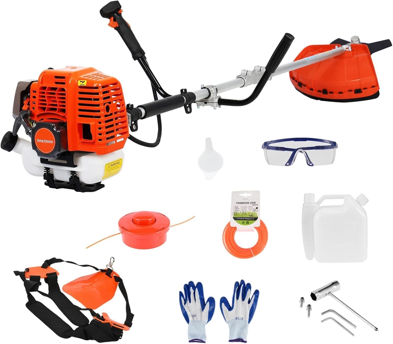 2025 Upgraded Weed Wacker, 52CC Gas Powered Weed Eater, 2 in 1 Gas String Trimmer and Grass Cutter with 3 Teeth Brush Cutter Blade, Lightweight Hedge Trimmer Edger Lawn Tool for Garden Yard-BloomoryGarden