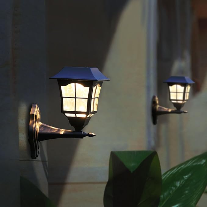 MAGGIFT 4 Pack Solar Wall Lantern Outdoor Playhouse Lights Waterproof 15 Lumens Solar Wall Sconce Light Fixture with Wall Mount Kit for Storage Shed Fence Garden Decor-BloomoryGarden