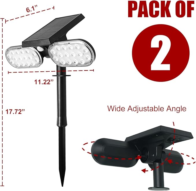 Luwint 2 Packs Outdoor Solar Lights Landscape Wall Spotlights Adjustable Angle Auto Motion Lights Waterproof with Motion Sensor Security Wall Lights for Garden Yard Driveway Porch-BloomoryGarden