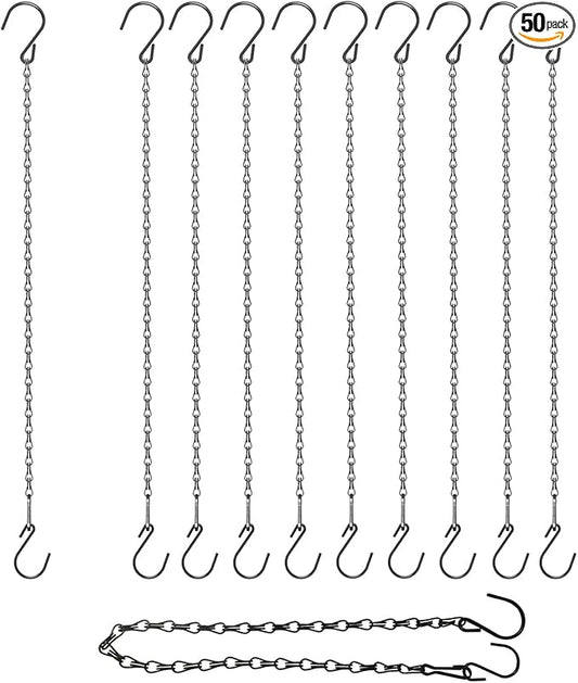 10 Pack 21 Inch Black Hanging Chains with hooks, Grow Lights Chain adjusable, Hanging chains for bird feeders, Plant hanger indoor, Hanging Planter, Christmas wreath, Pendant light, Wind Chime-BloomoryGarden