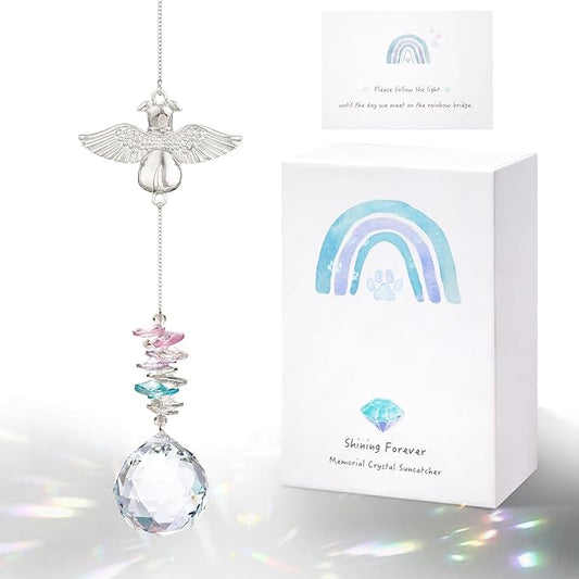 Loss of Dog Sympathy Gift - Dog Memorial Suncatcher, Pet Loss Crystals Prisms Rainbow Maker, Rainbow Bridge Dog Memorial Gifts, Passing Away Remembrance Sun Catcher, Pet Loss Bereavement Gift Idea-BloomoryGarden