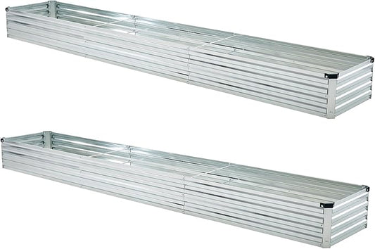 10x2x1ft(2 Pack) Galvanized Raised Garden Bed,Outdoor Planter Box Metal Patio Kit Planting Bed for Vegetables Flowers and Succulents,Silver-BloomoryGarden