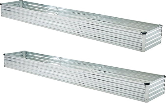 12x2x1ft(2 Pack) Galvanized Raised Garden Bed,Outdoor Planter Box Metal Patio Kit Planting Bed for Vegetables Flowers and Succulents,Silver-BloomoryGarden